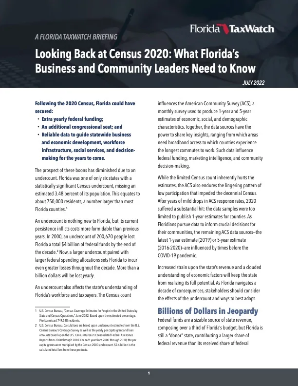 Looking Back at Census 2020: What Florida’s Business and Community Leaders Need to Know